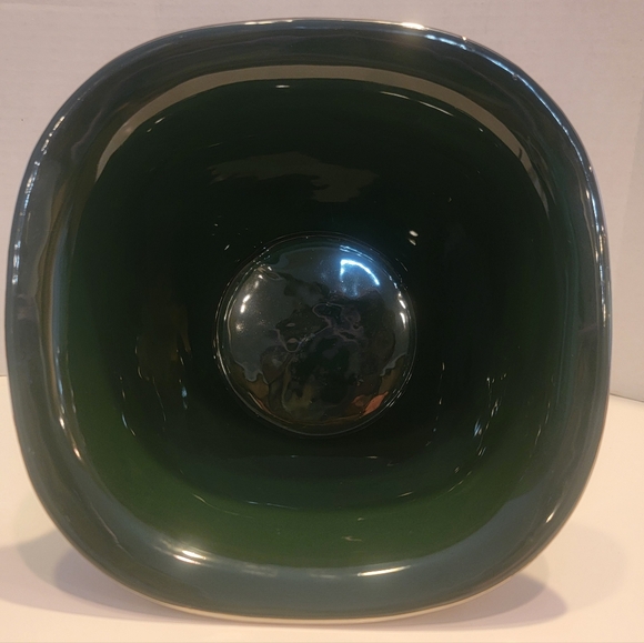 Bath& Body Works 1999 Holiday Edition Hunter Green Bowl Silver Trees & Rim - Picture 4 of 10